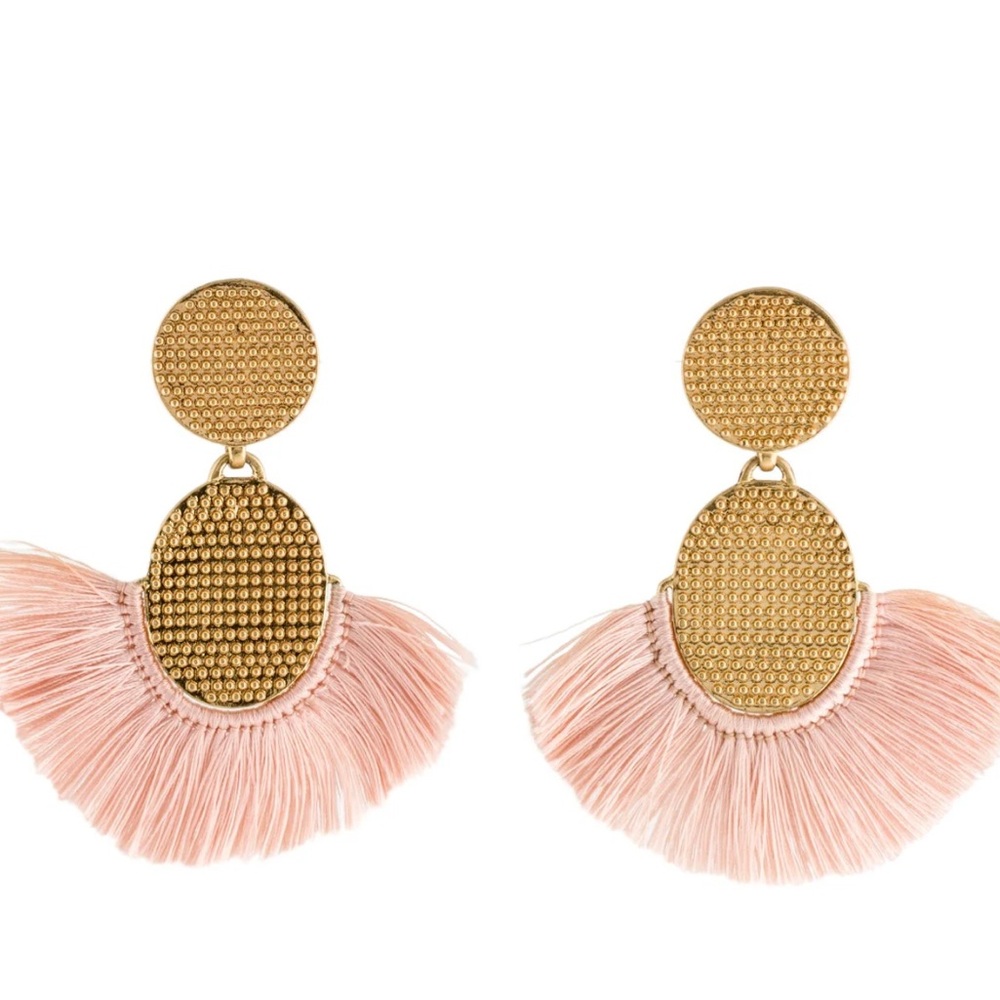 India Hicks Gold and Pink Fan Earrings